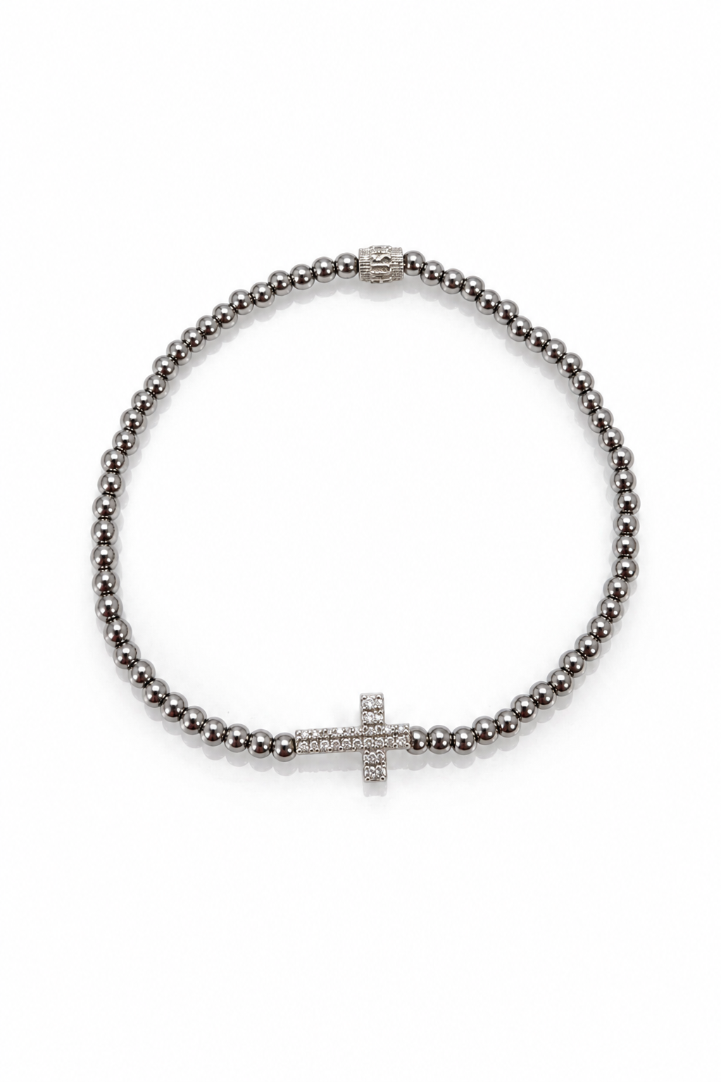 With Grace 3mm beaded (With Silver Pave Cross Charm)
