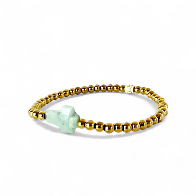 Cross Etched Gemstone - Sage - Gold