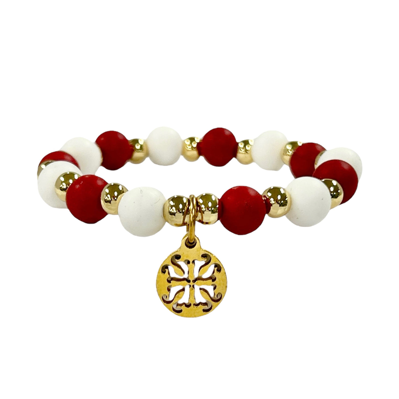 Owasso Red/White Beaded - Gold