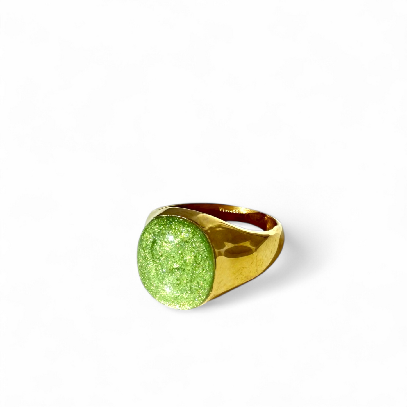 Enchanted Green Oval Domed Ring - Gold
