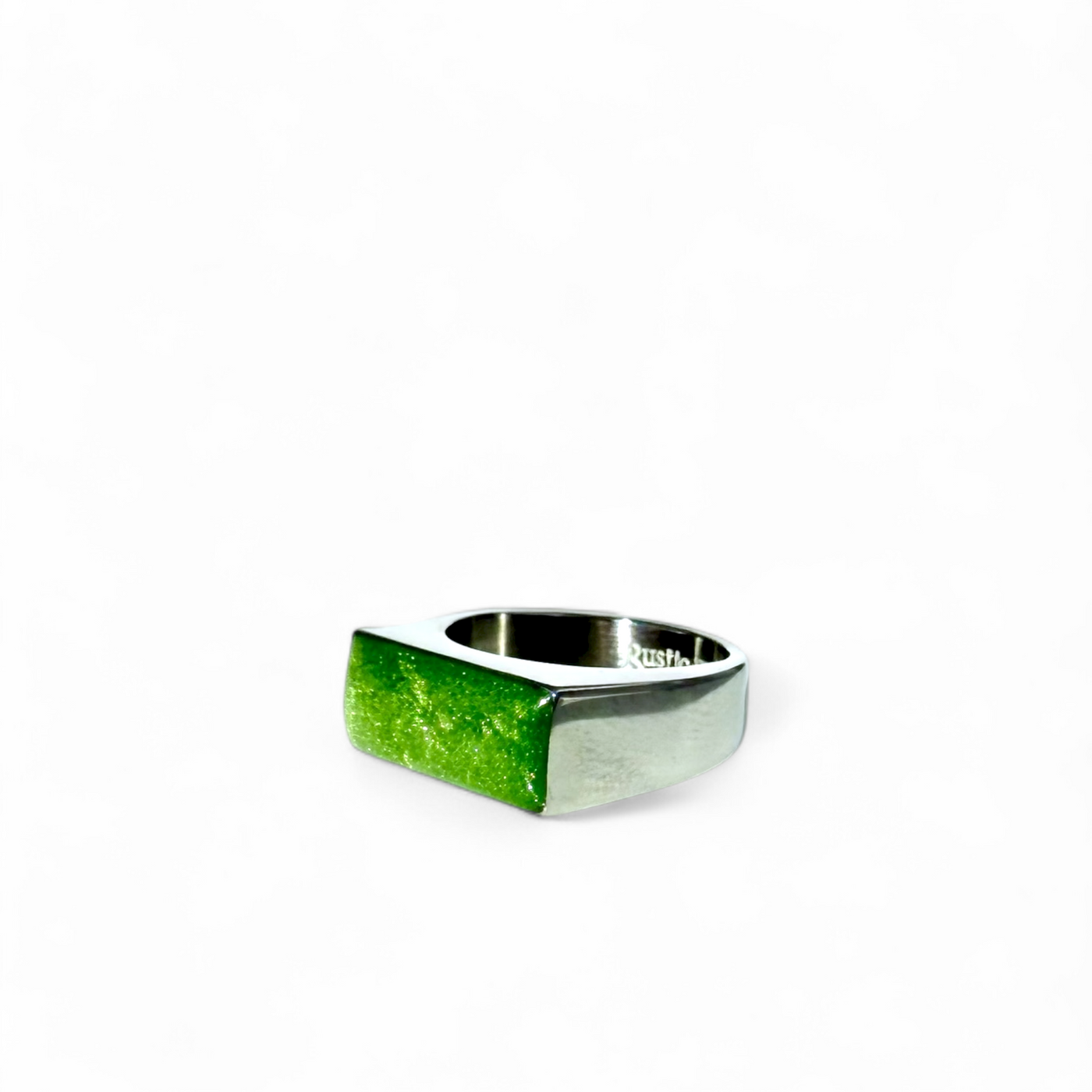 Enchanted Green Bar Ring - Silver