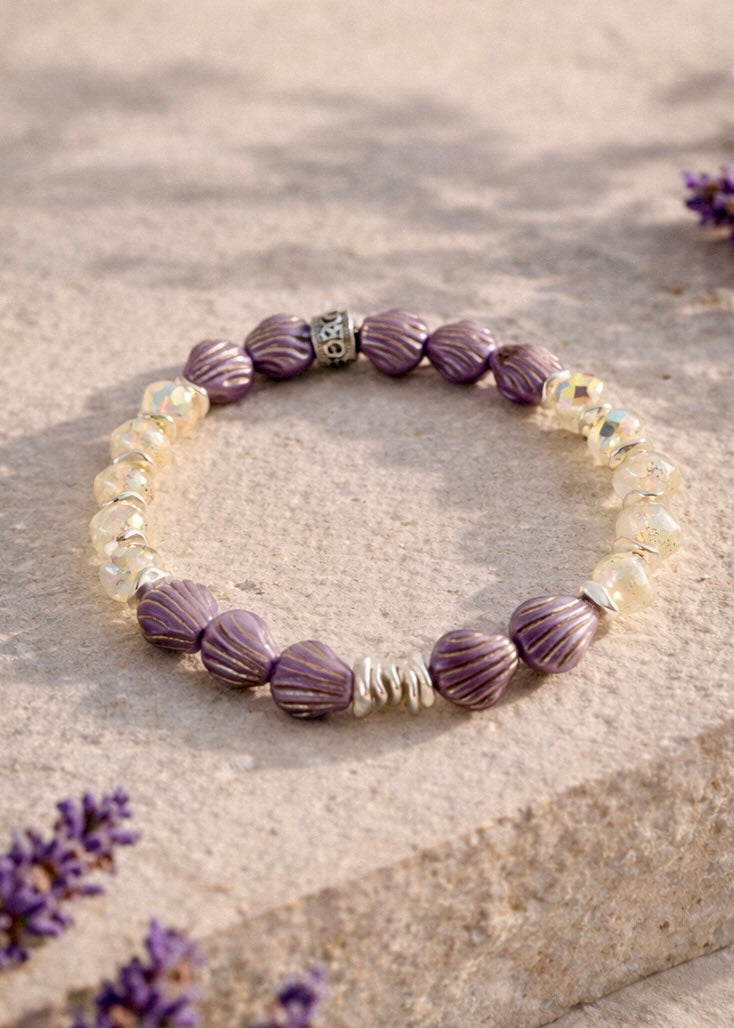 Lavender Fields Mini Shell Lavender and White Duet