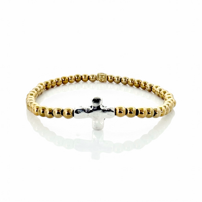 Sideways Silver Cross - Gold