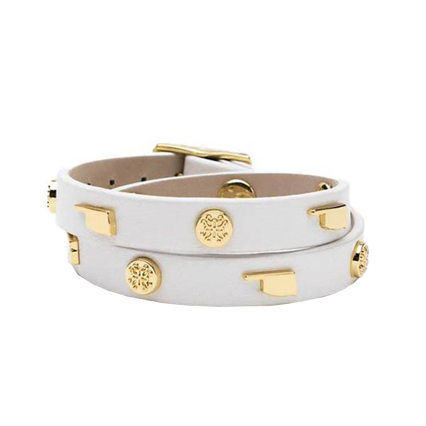 Macy Double Wrap Metallic White with Gold - Oklahoma