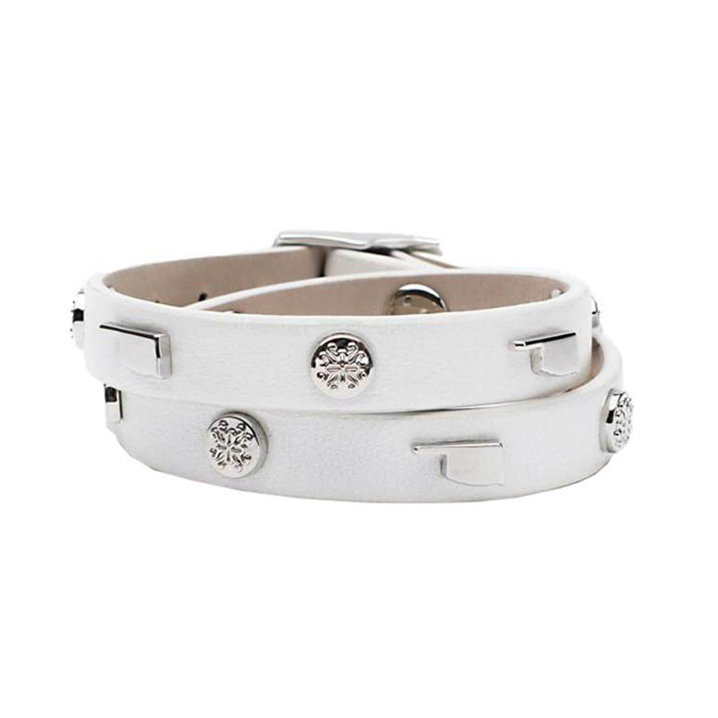 Macy Double Wrap Metallic White with Silver - Oklahoma