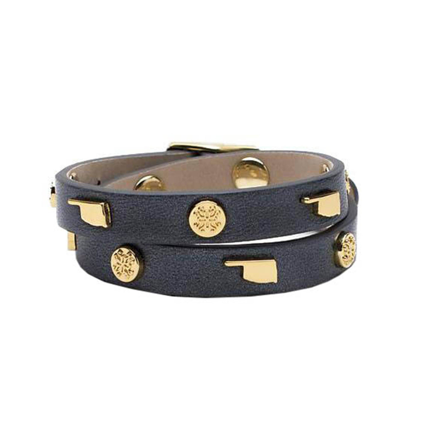 Macy Double Wrap Metallic Black with Gold - Oklahoma