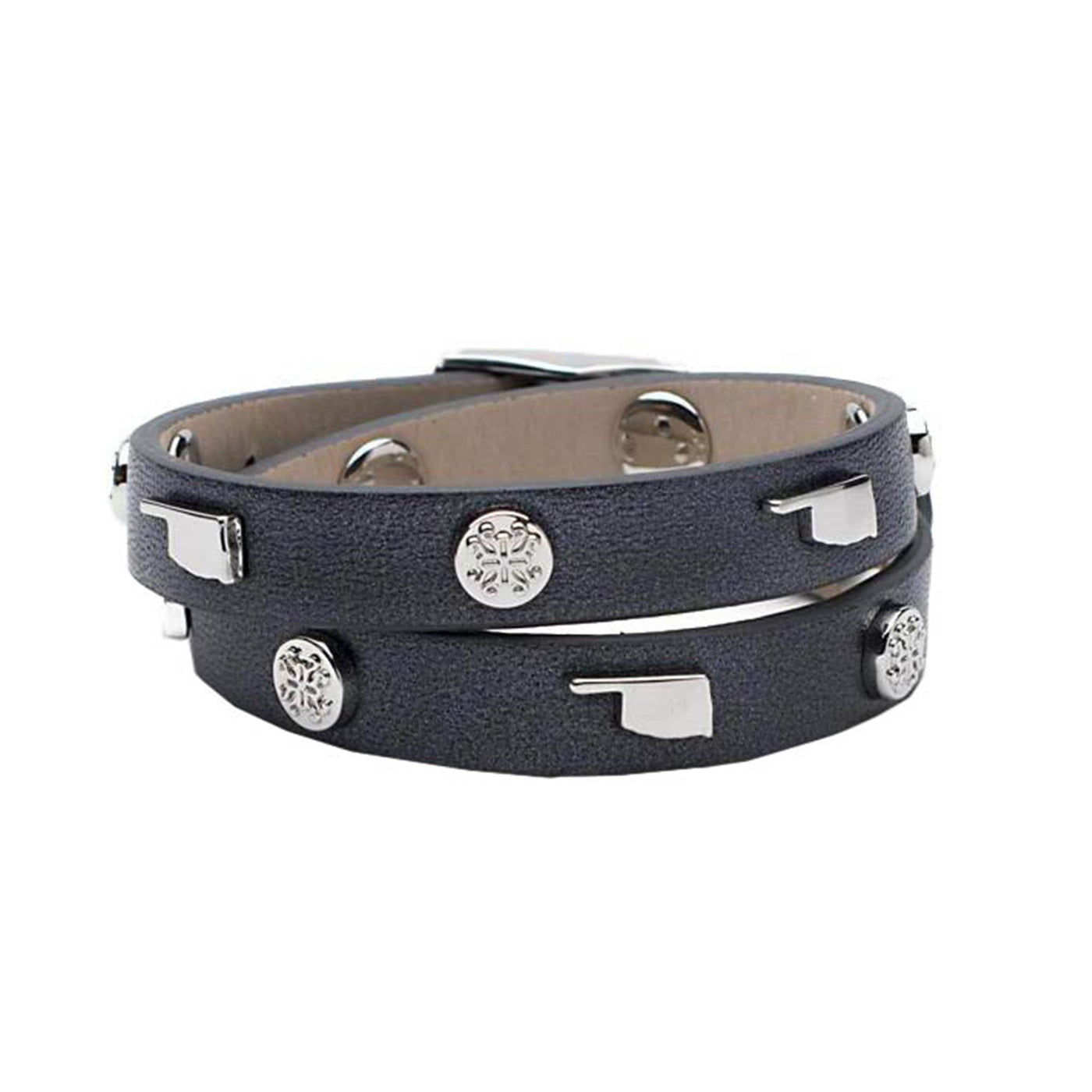 Macy Double Wrap Metallic Black with Silver - Oklahoma
