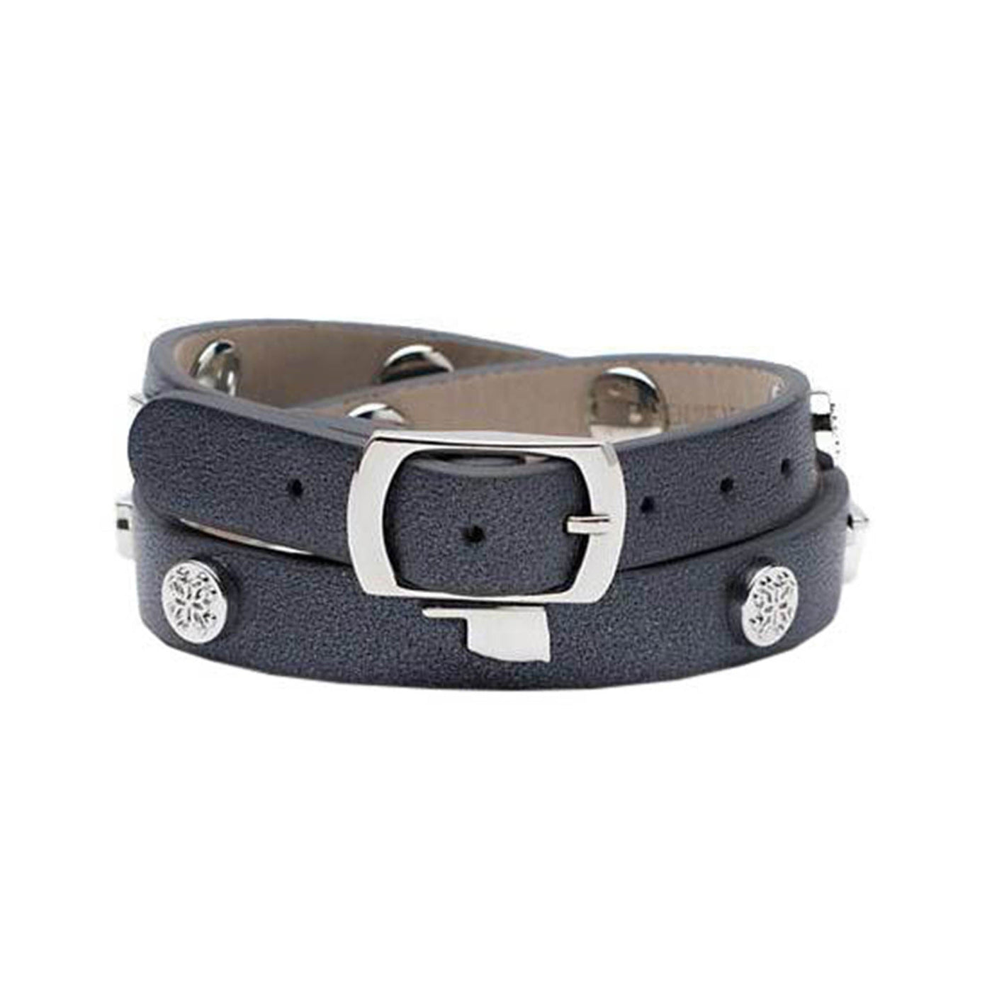 Macy Double Wrap Metallic Black with Silver - Oklahoma