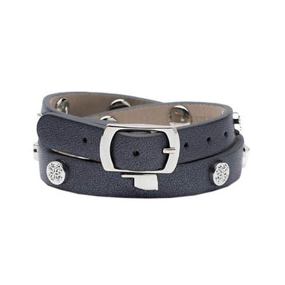Macy Double Wrap Metallic Black with Silver - Oklahoma