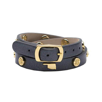 Macy Double Wrap Metallic Black with Gold - Oklahoma