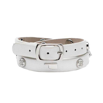 Macy Double Wrap Metallic White with Silver - Oklahoma