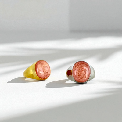 Papaya Oval Domed Ring - Gold