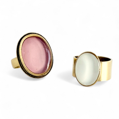 St. Tropez Double Oval Ring - Peony Blush - Gold
