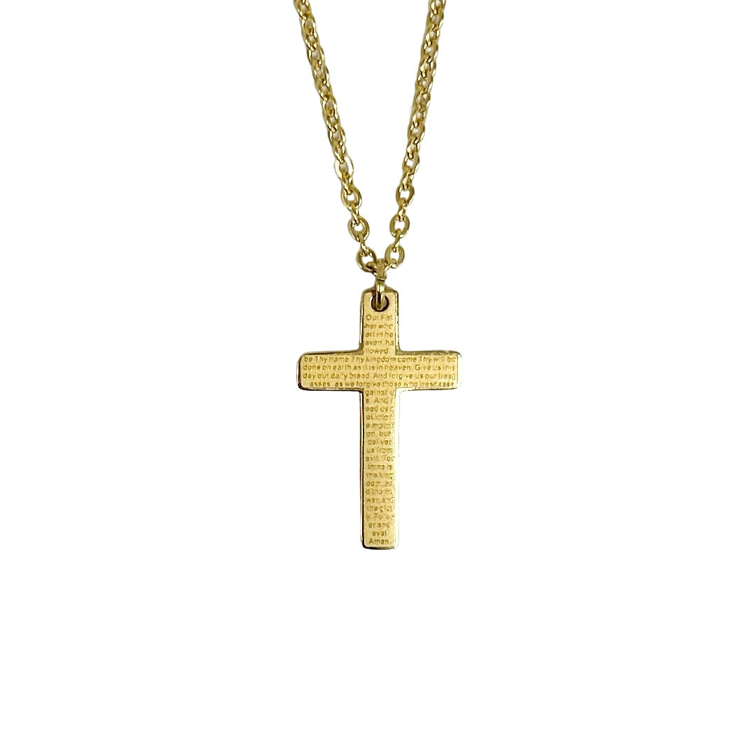 Cross Necklace - Lord's Prayer - Gold