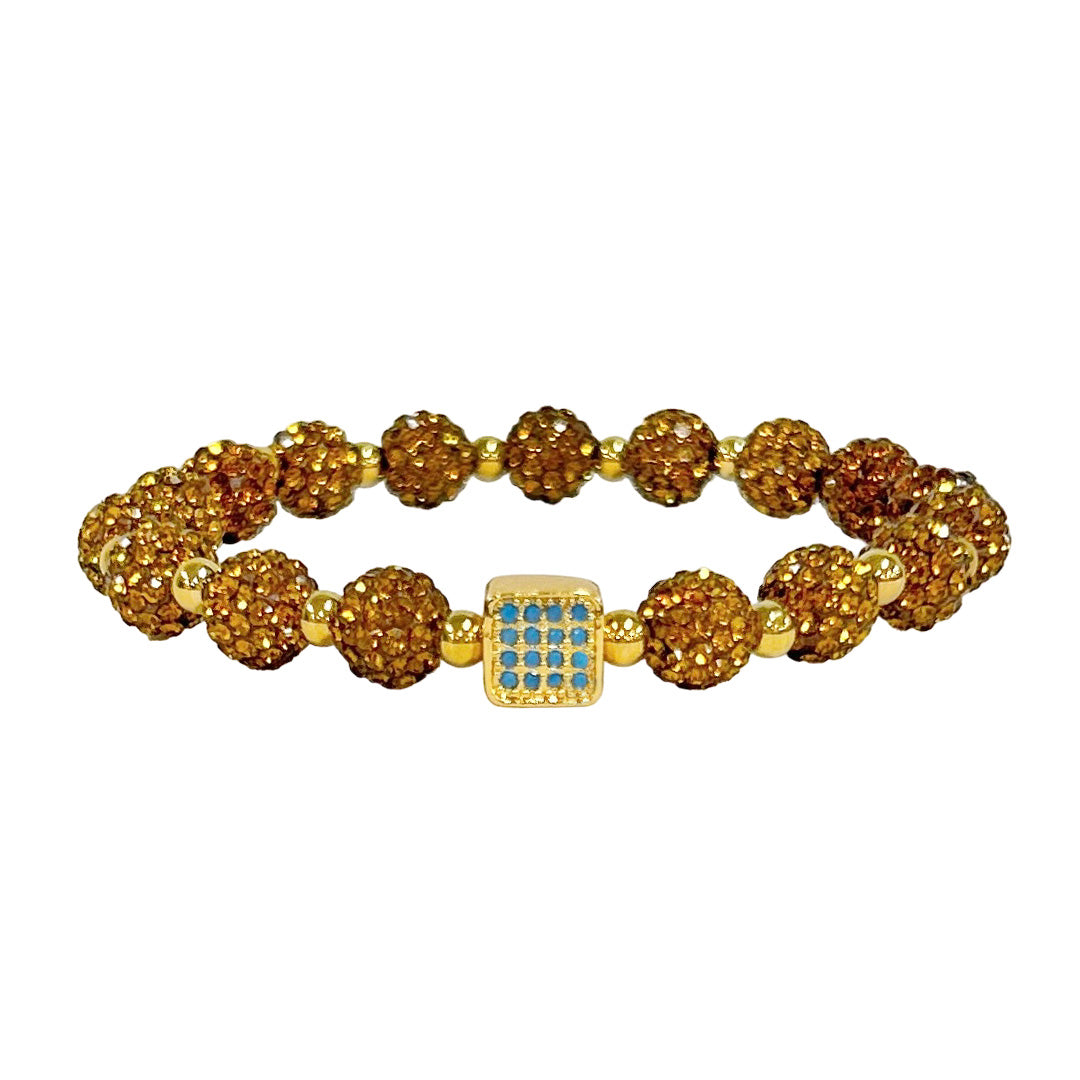 +Dede Square Turquoise with Bronze - Gold