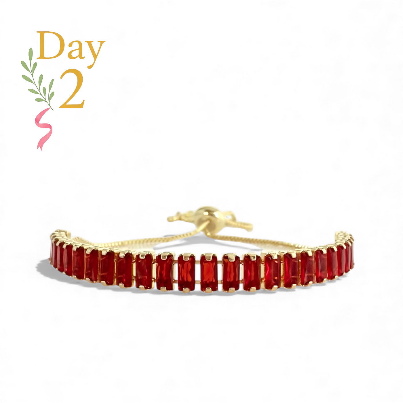 Day 2: Evert Baguette Cut Slider - Red - Gold + Santa Pouch