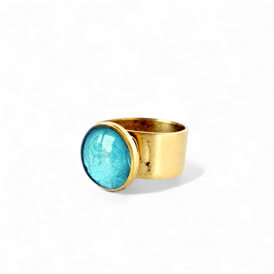 Round Ring - Sea Glass - Gold