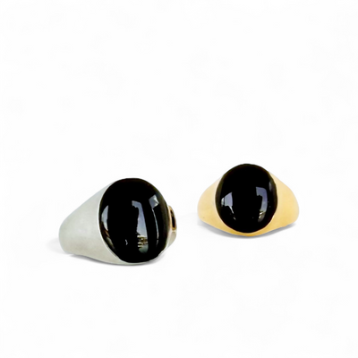 Plum Oval Domed Ring - Gold