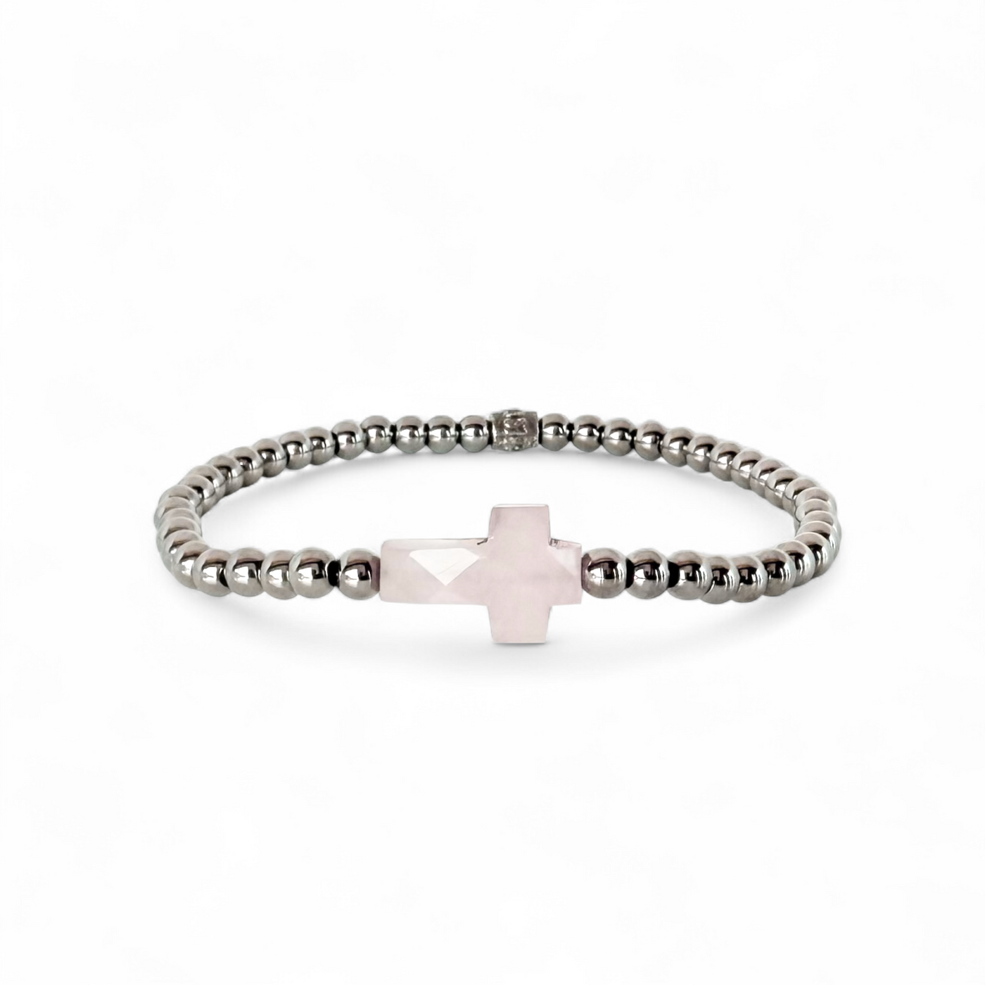 Cross Etched Gemstone - Blush - Silver