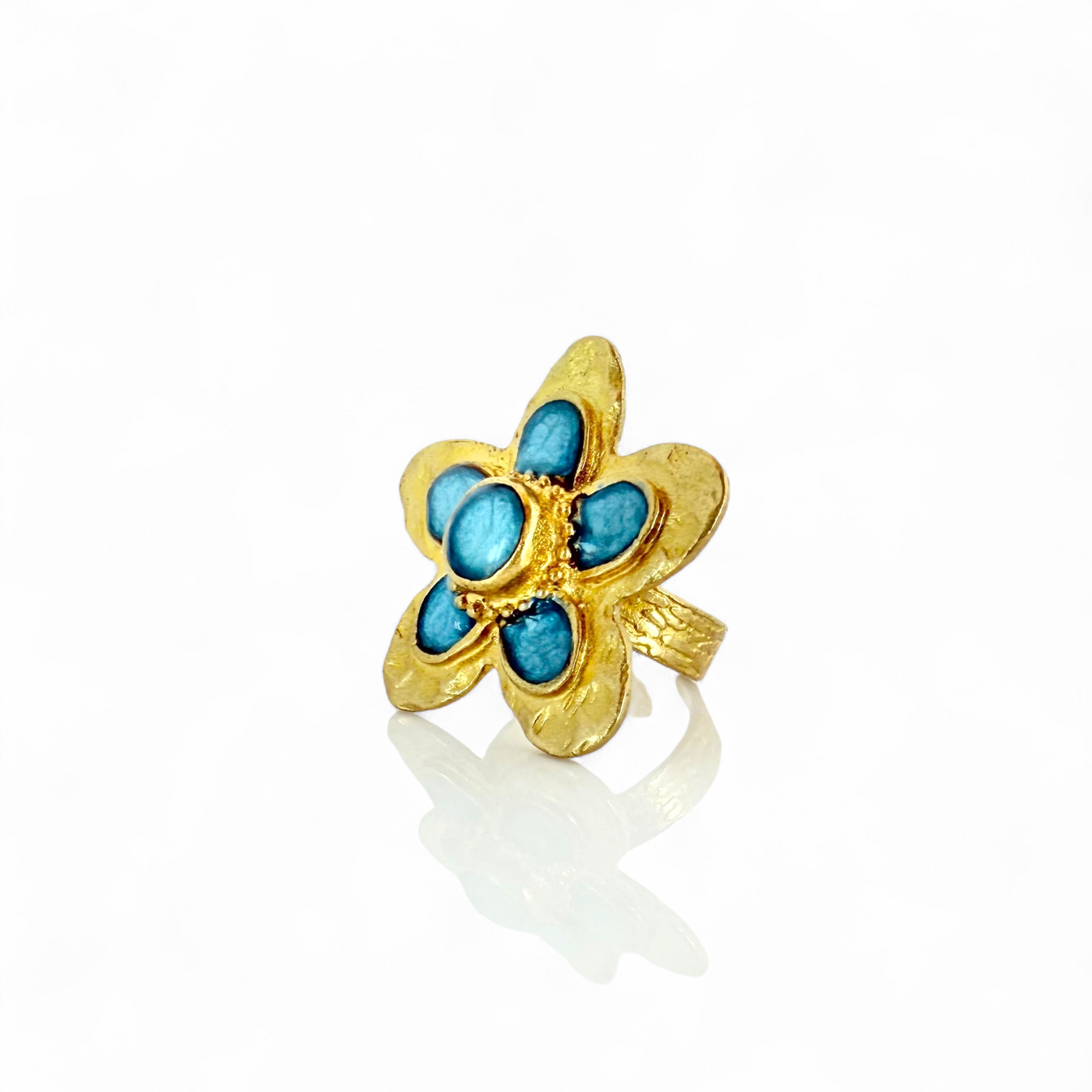St. Tropez Quinpetal Ring - Sea Glass - Gold