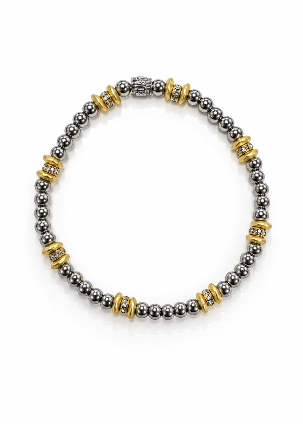 4mm Silver Beads with Gold Pavé