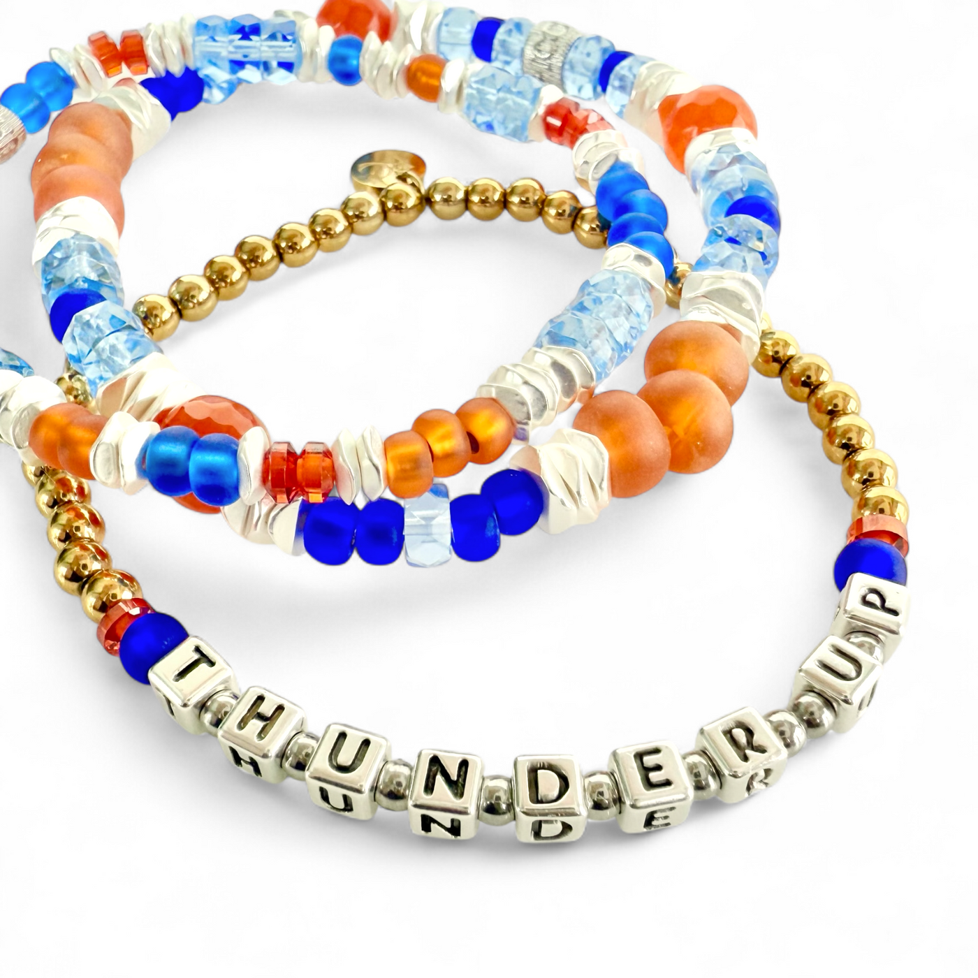 THUNDER UP - Silver Block Letter - Gold