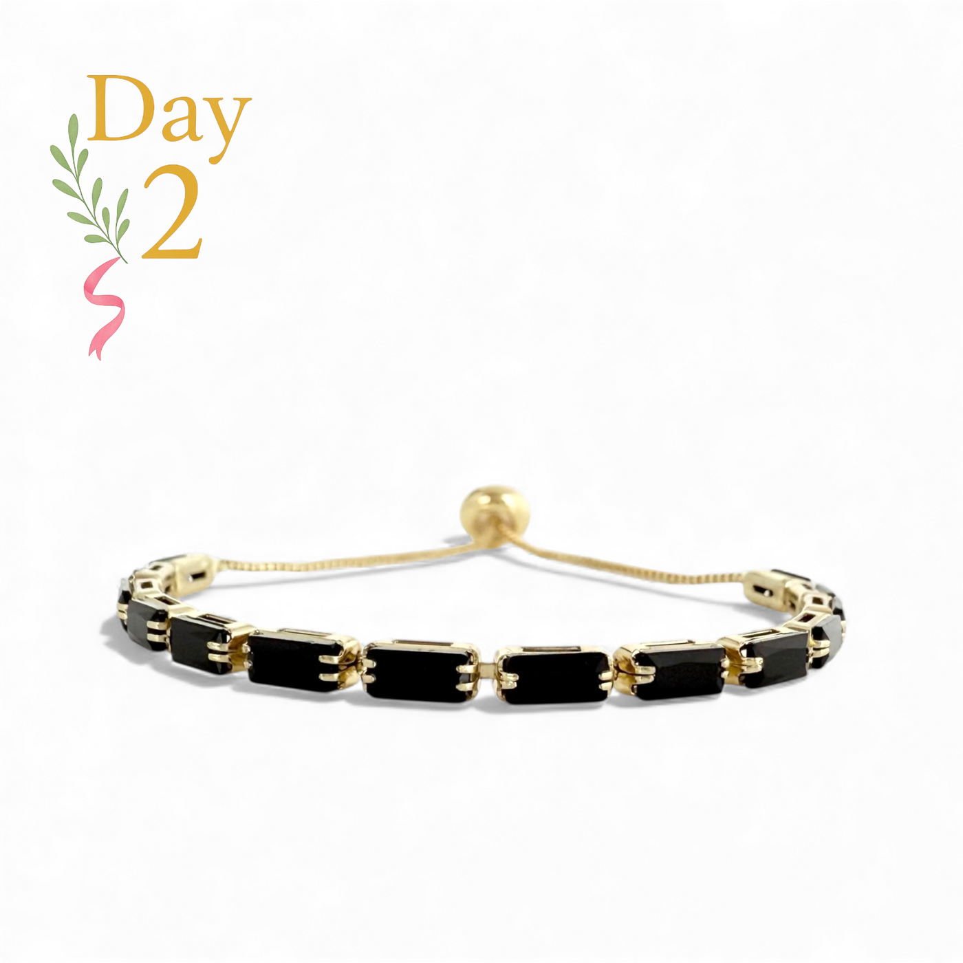 Day 2: Martina Emerald Cut Slider - Black - Gold + Santa Pouch