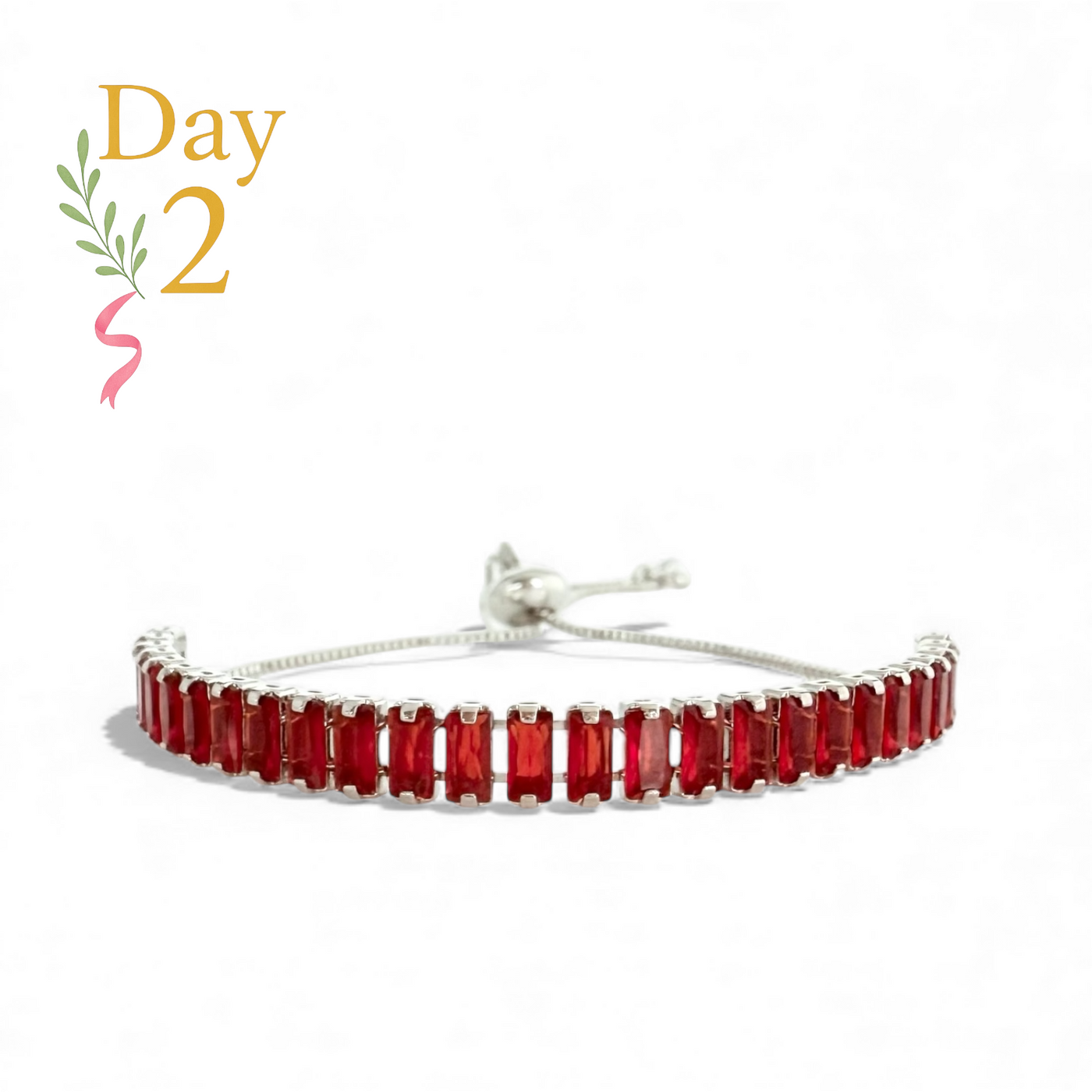 Day 2: Evert Baguette Cut Slider - Red - Silver + Santa Pouch