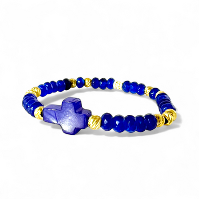 Cross Ornate Cobalt- Gold