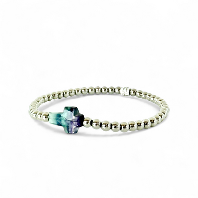 Cross Etched Gemstone - Ombre Jewel Toned - Silver