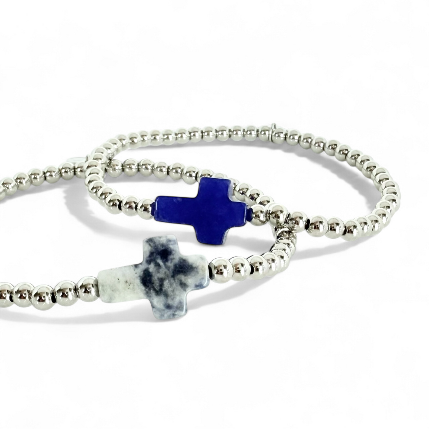 Gemstone Cross - Cobalt Jade - Silver