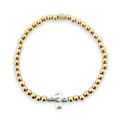 Sideways Silver Cross - Gold