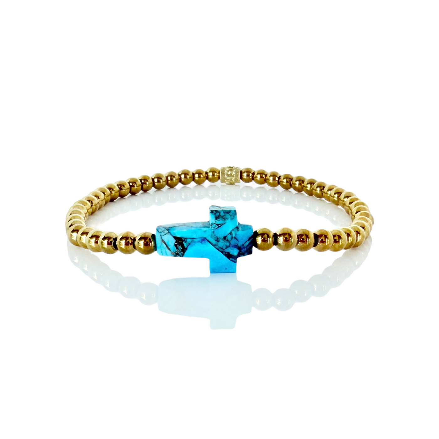 Gemstone Cross - Turquoise Blue- Gold