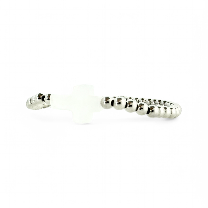Gemstone Cross - White Jade with Silver