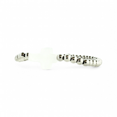 Gemstone Cross - White Jade with Silver