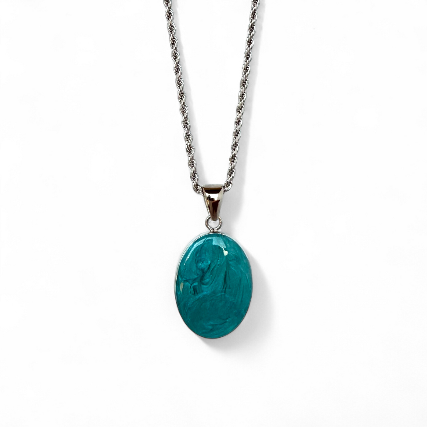 St. Tropez Necklace - Oval - Sea Glass - Silver