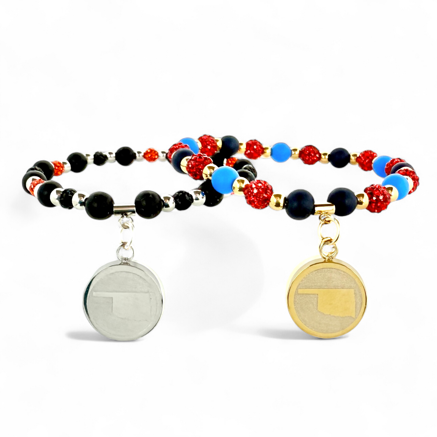Oklahoma State Map Gold - Red, Cobalt and Black