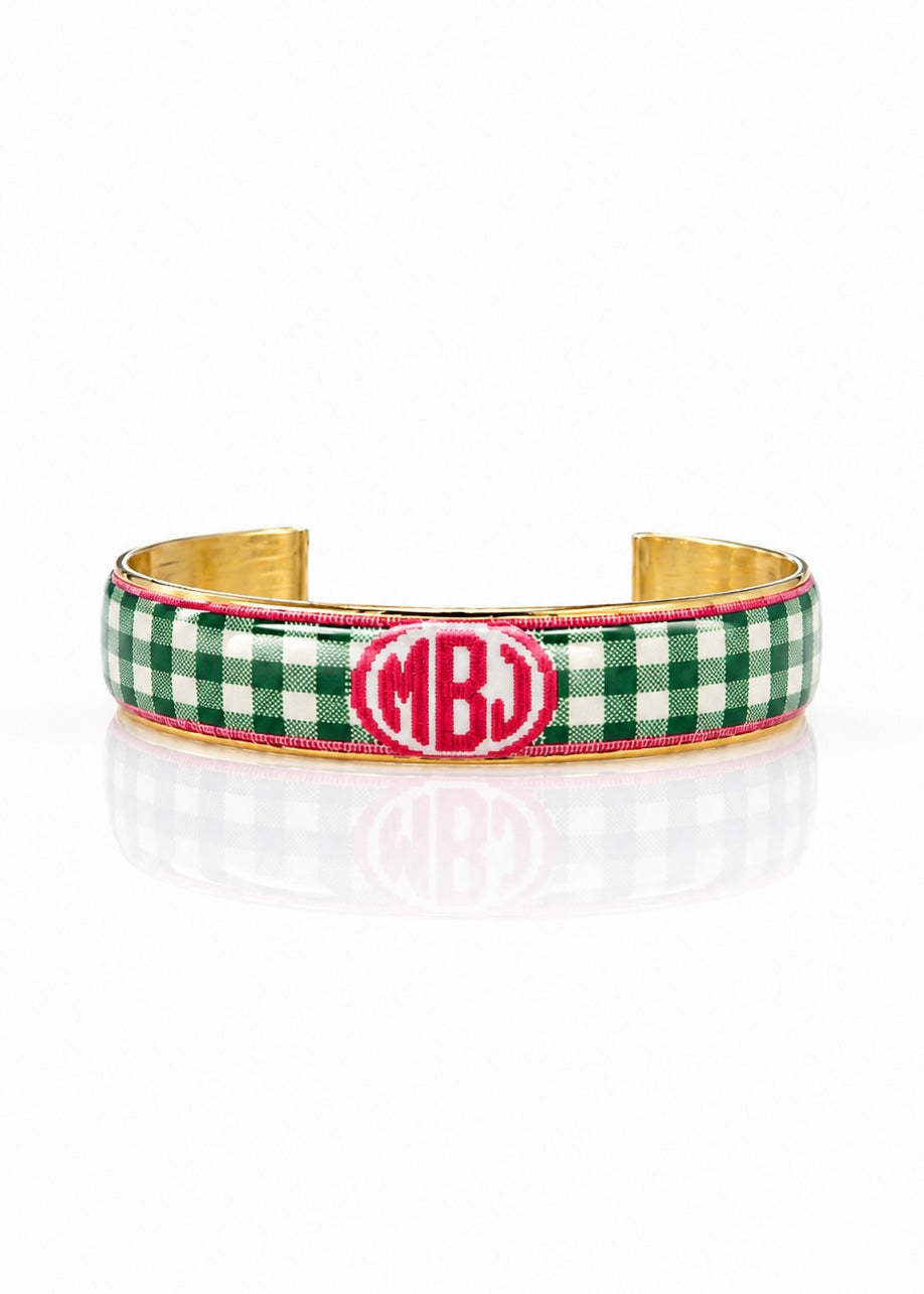 Art Deco Monogram - Gingham Green