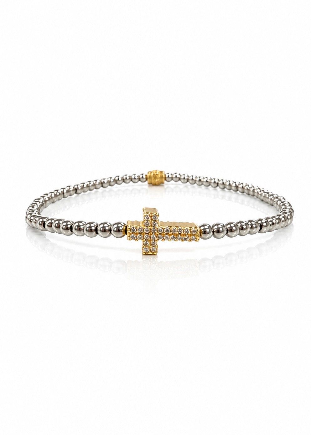 With Grace 3mm beaded (With Gold Pave Cross Charm)