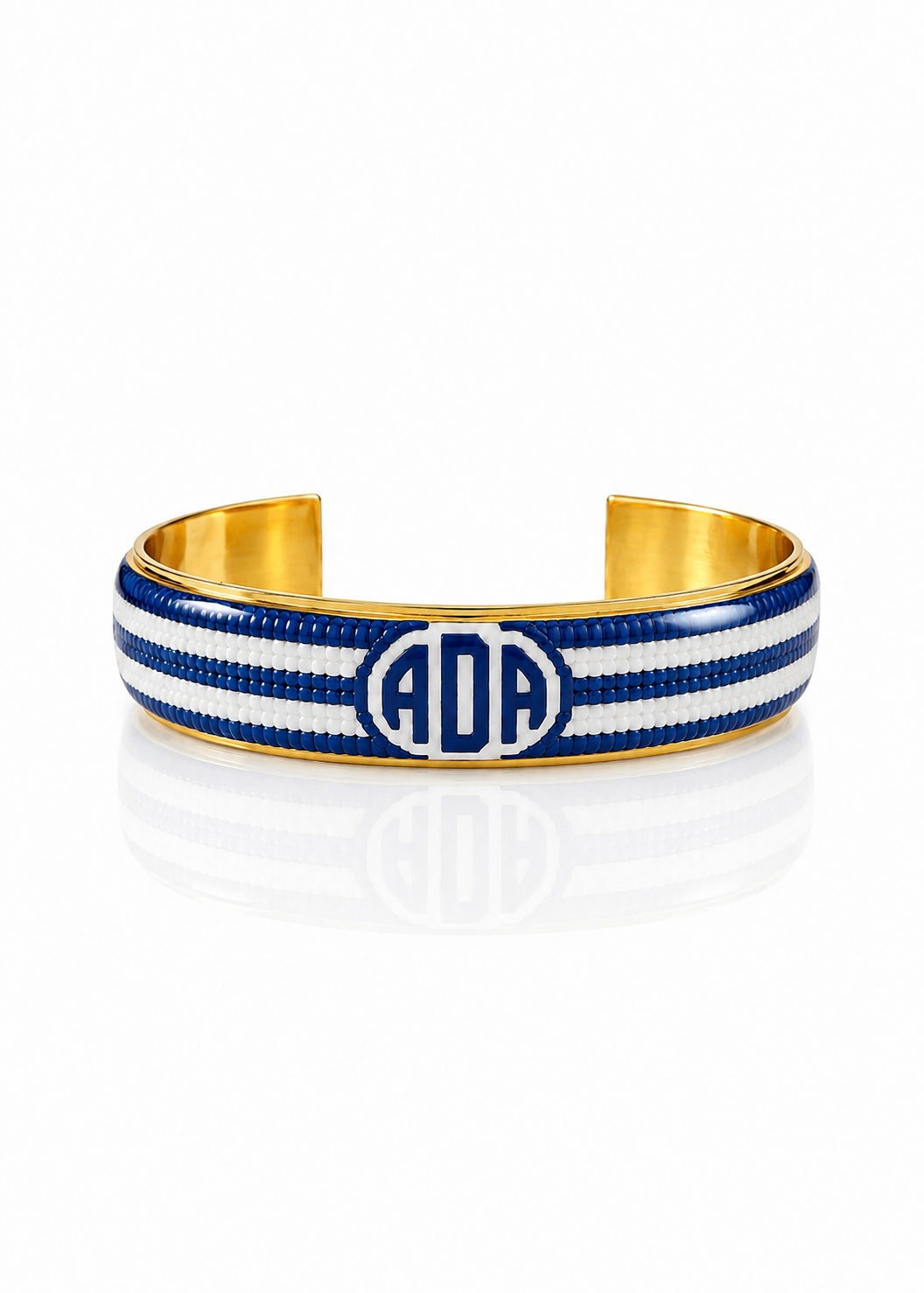 Art Deco Monogram - Horizontal Stripes Cobalt Blue