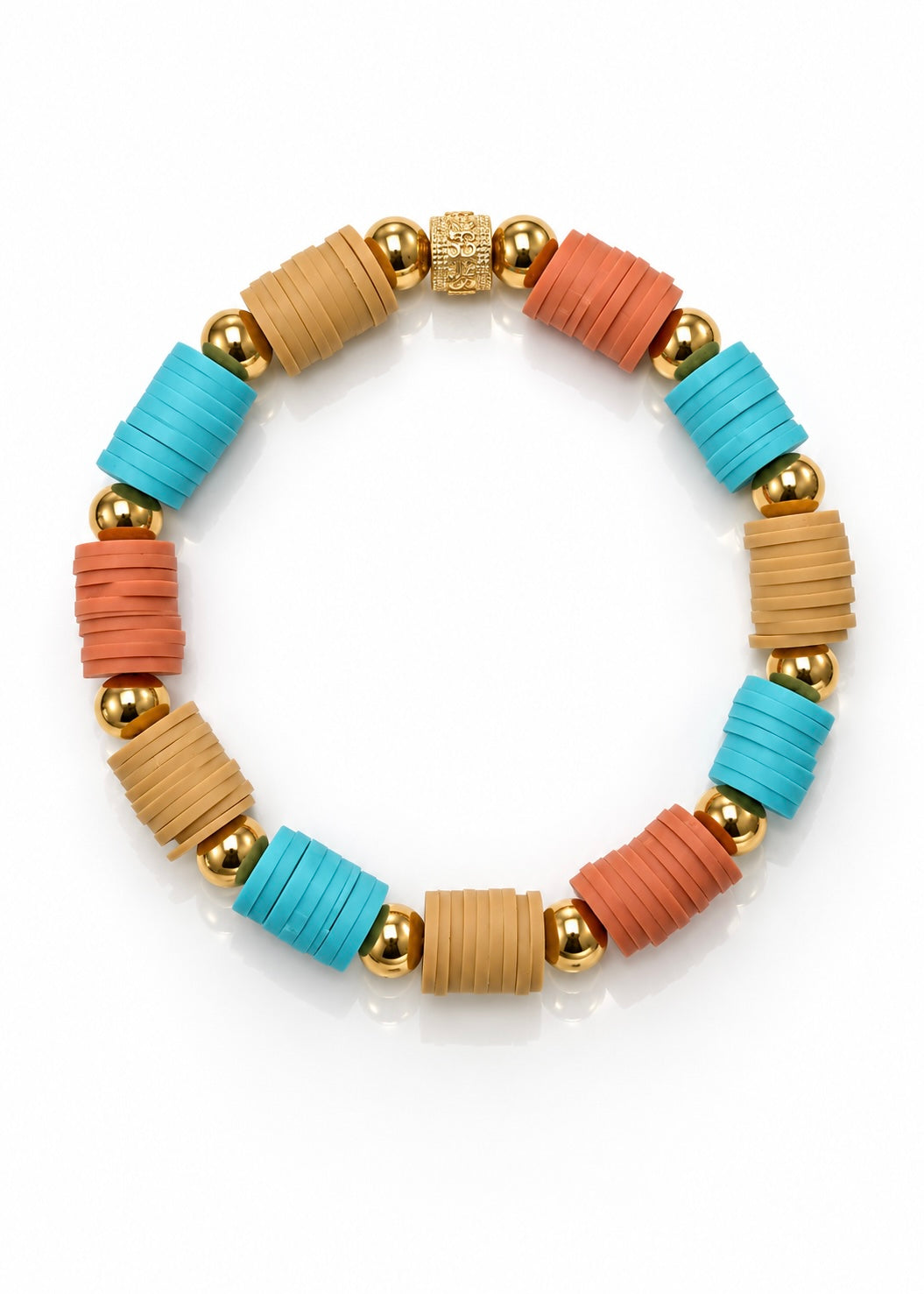 The Molly - Colorblock Turquoise/ Coral/ Sand