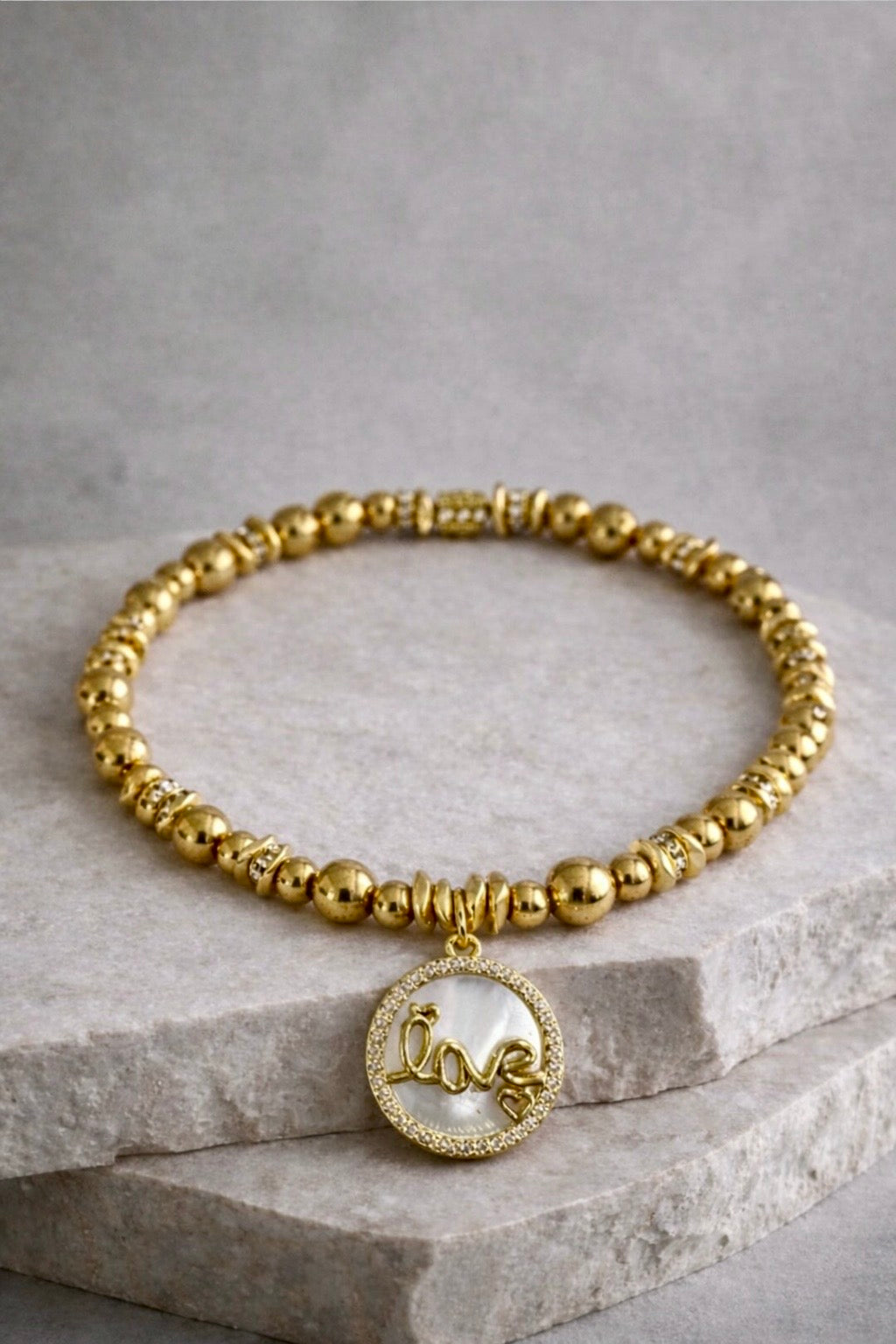 Sweetheart Mother of Pearl Pave Love