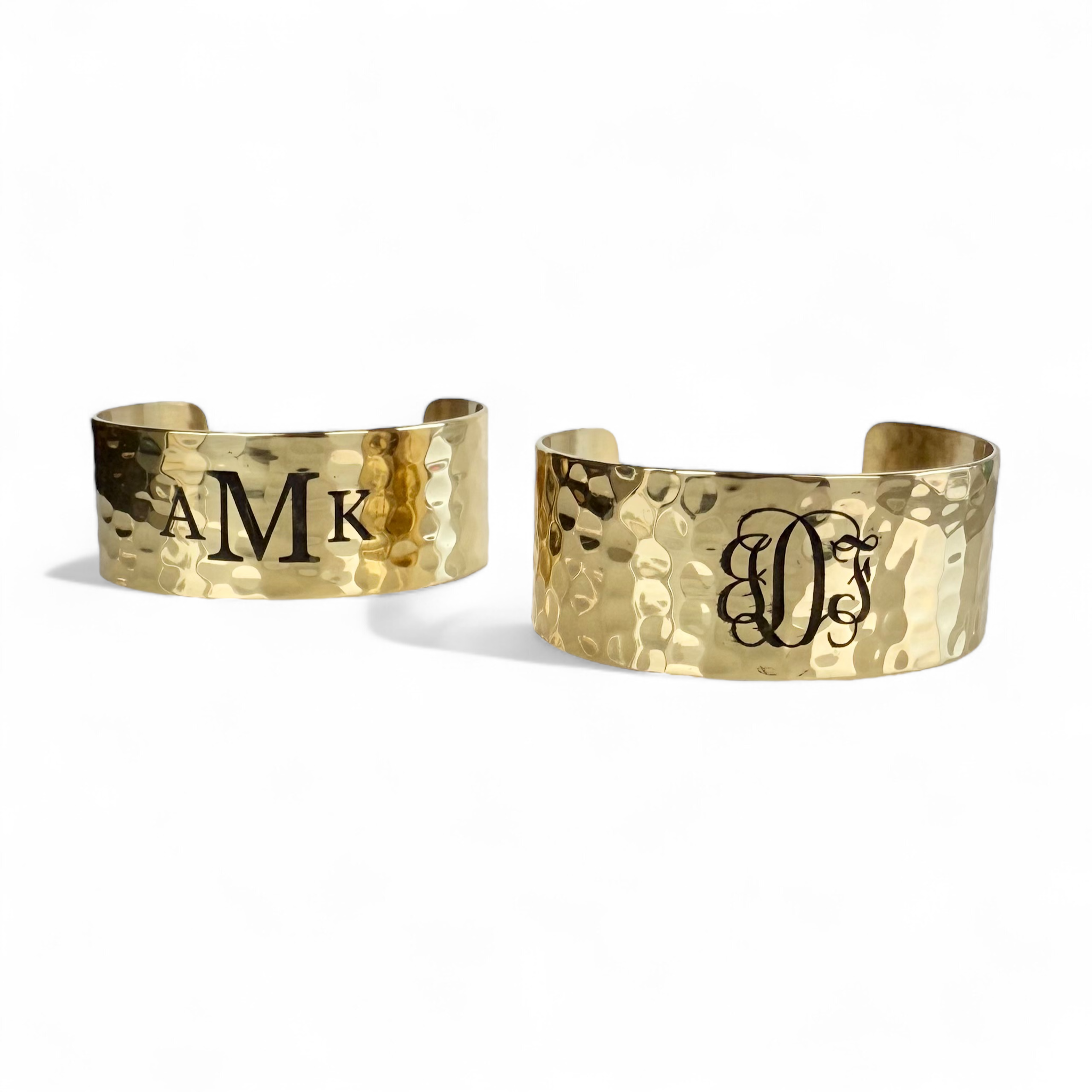 1.0 Custom Engraved Monogram Gold Cuff - Vine Font