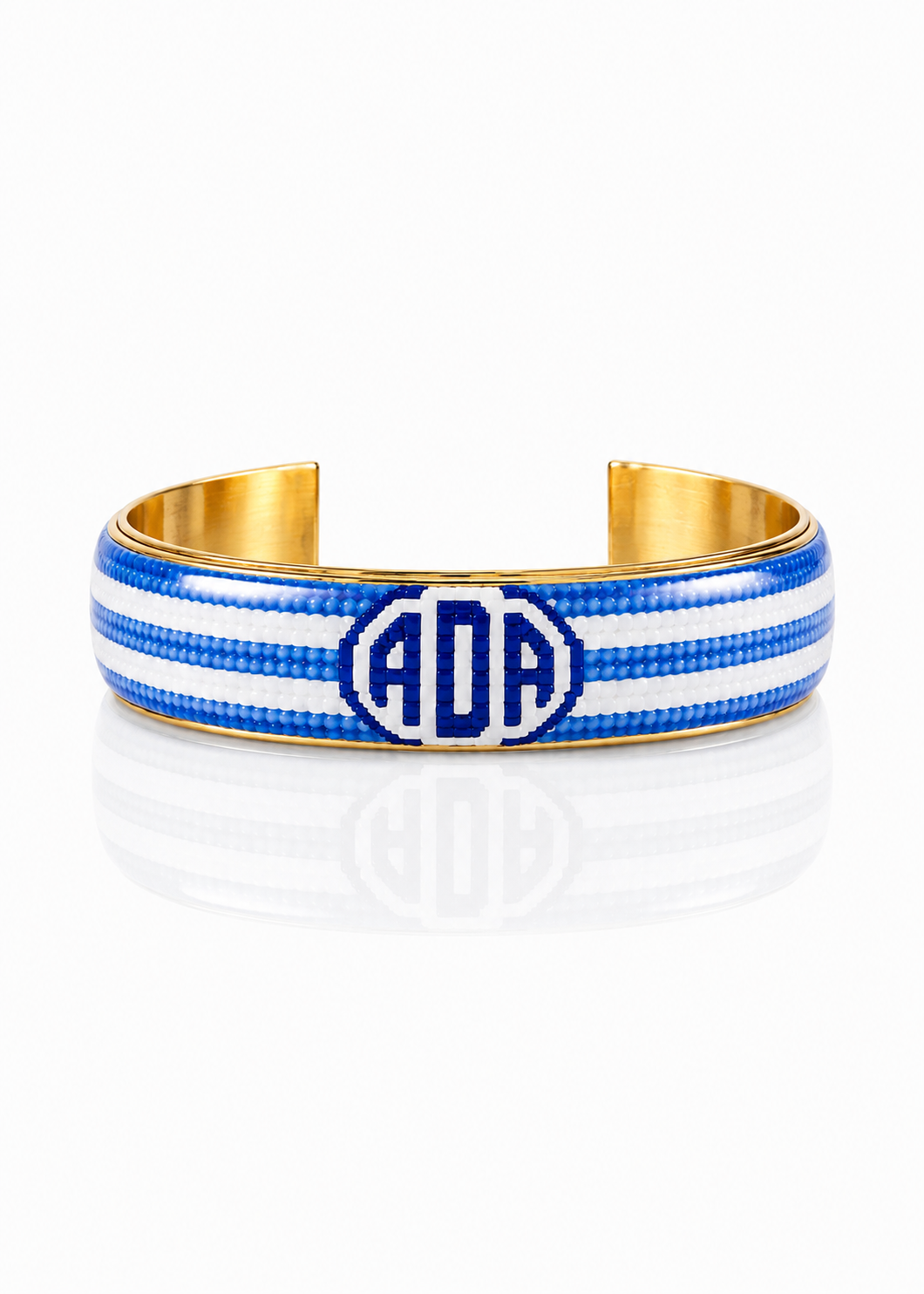 Art Deco Monogram - Horizontal Stripes Blue