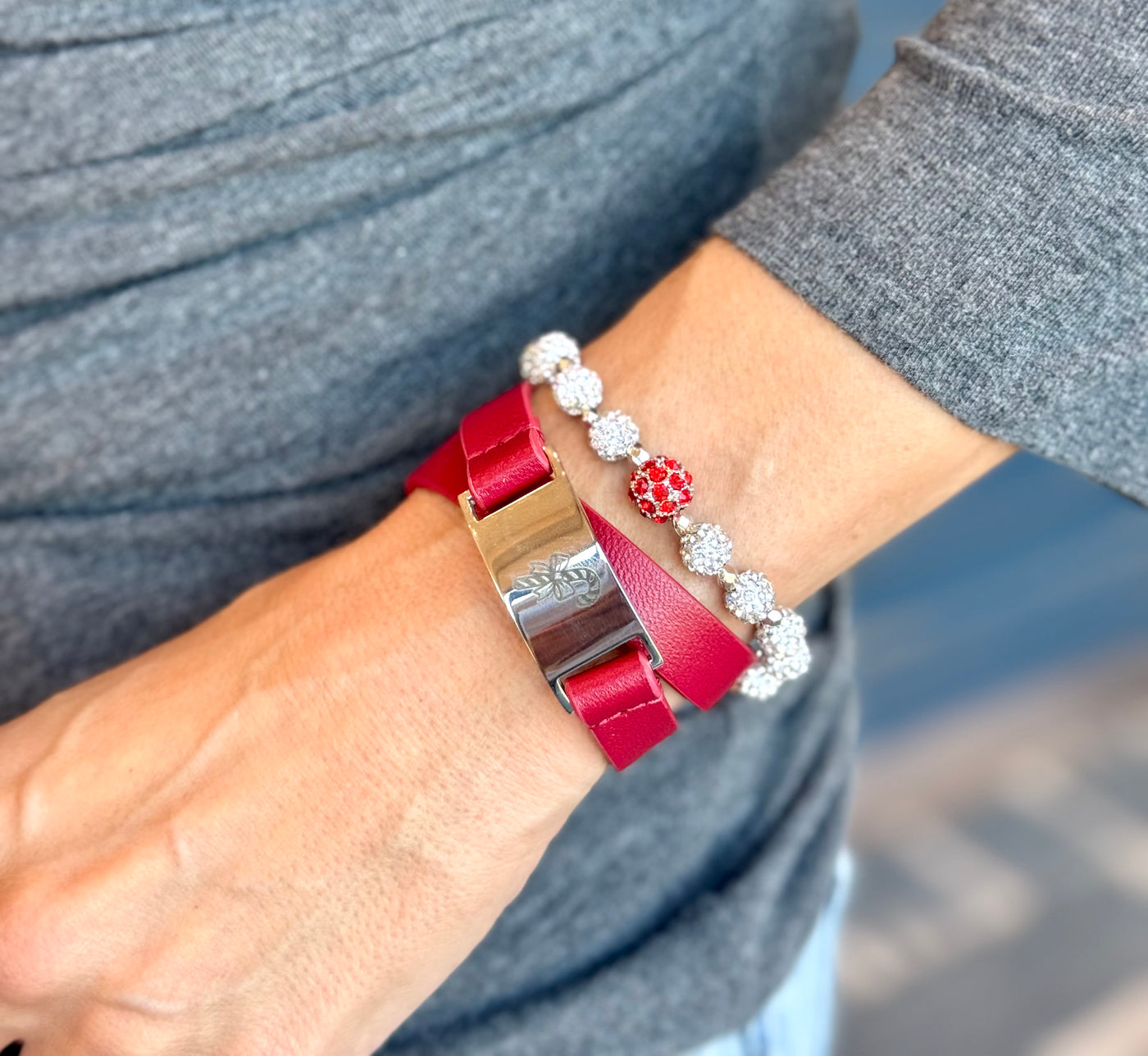 DUO - Double Wrap Red Engraved Candy Cane + Icicle Aura