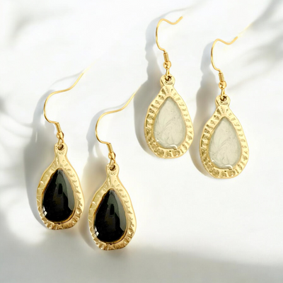 Frances Earrings - Black - Gold