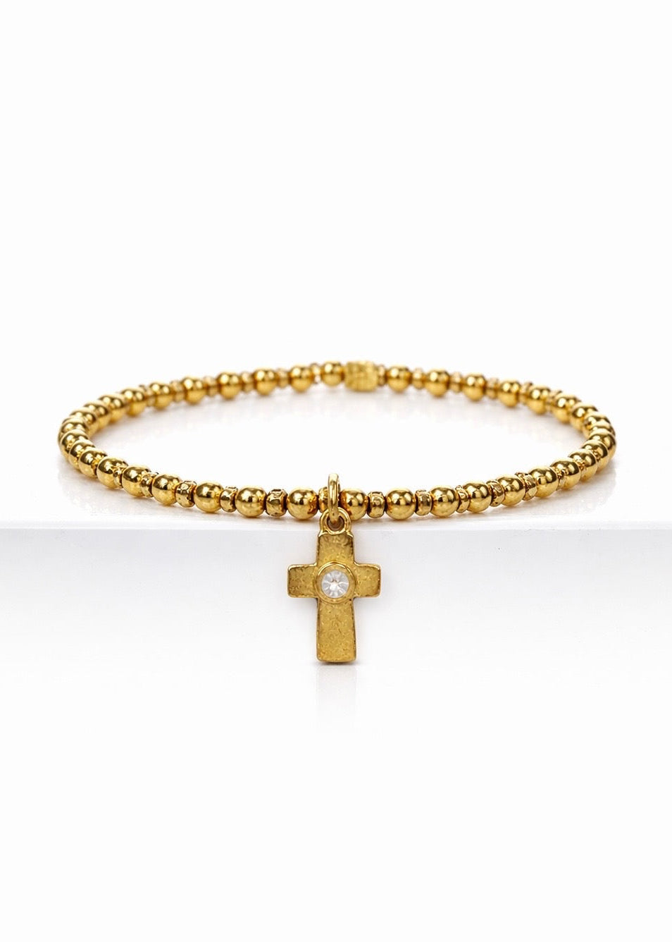 Ever True Hammered Cross Charm Gold