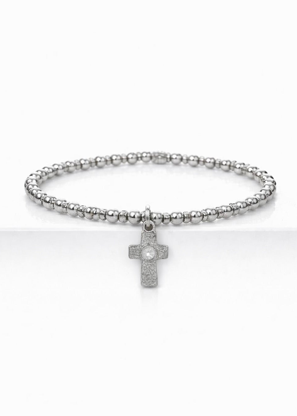 Ever True Hammered Cross Charm Silver