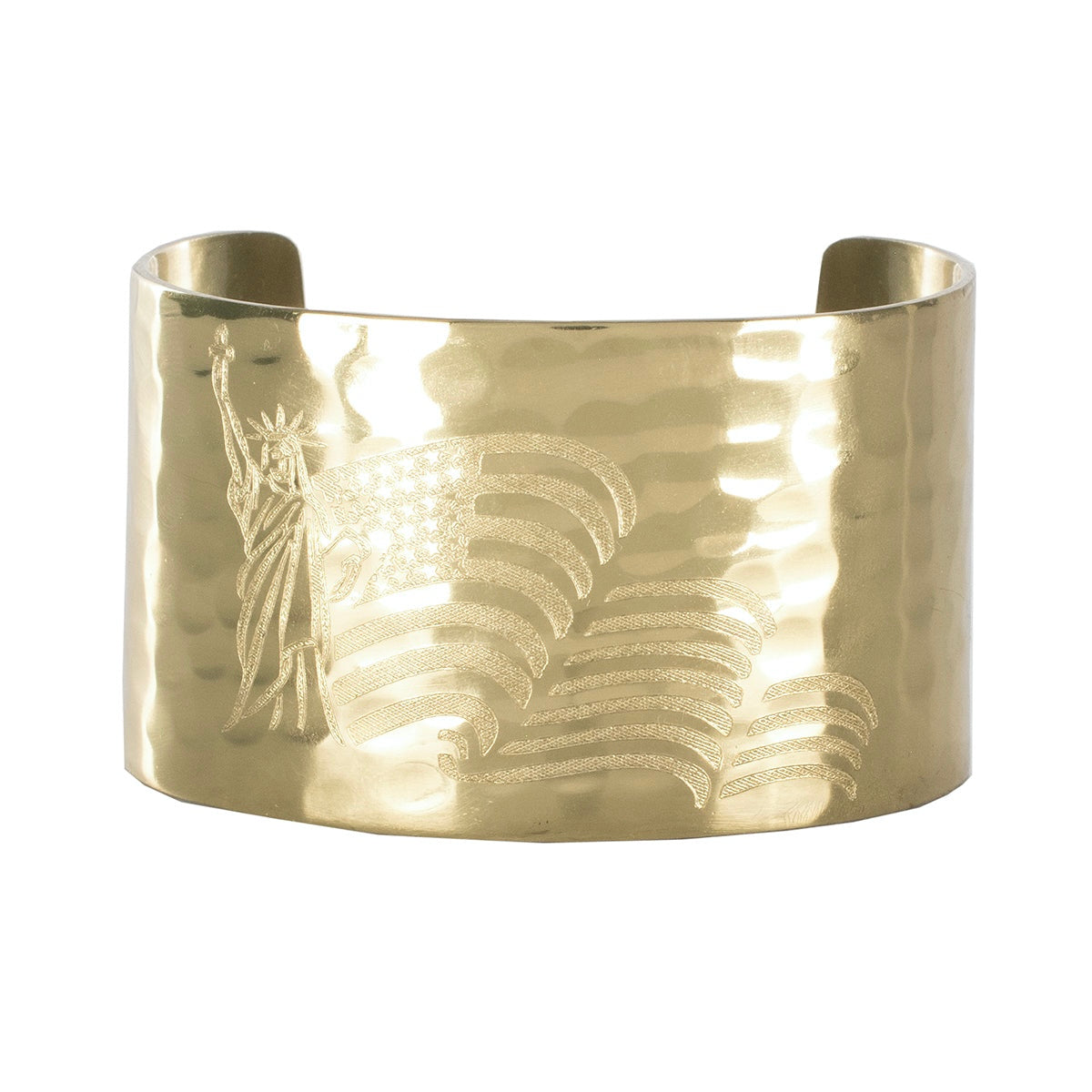 ~Limited Edition 1.5" Engraved Statue of Liberty & Flag Cuff - Gold