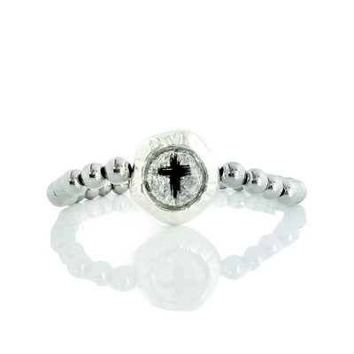 Circle Etched Metallic Cross - Silver